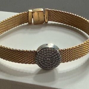 Pandora Gold Mesh Bracelet with Silver Clasp